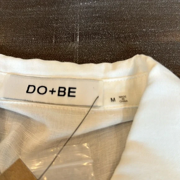 Do+Be Be White Button Front Tie Mini Dress Sleeveless Sz M Collared Flat Pleats - Picture 10 of 16